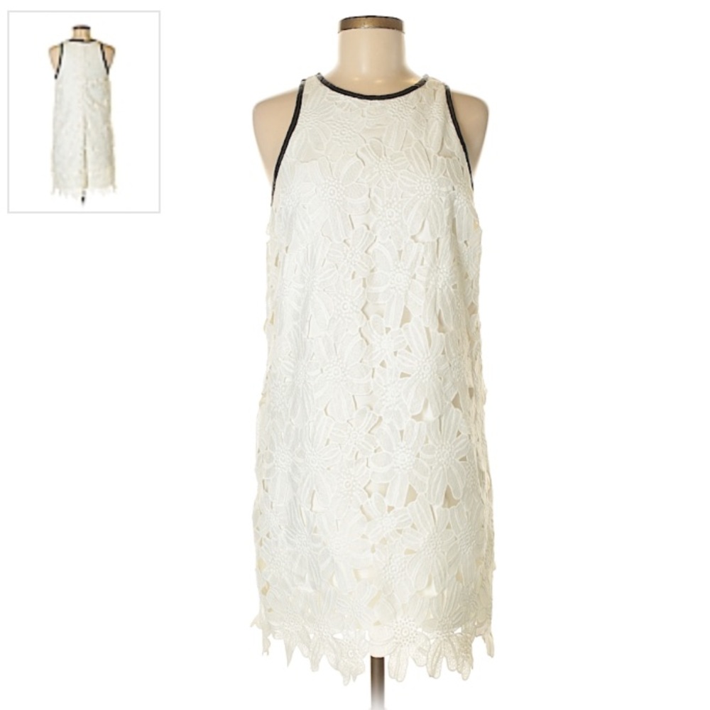 Bar III white lace trim dress